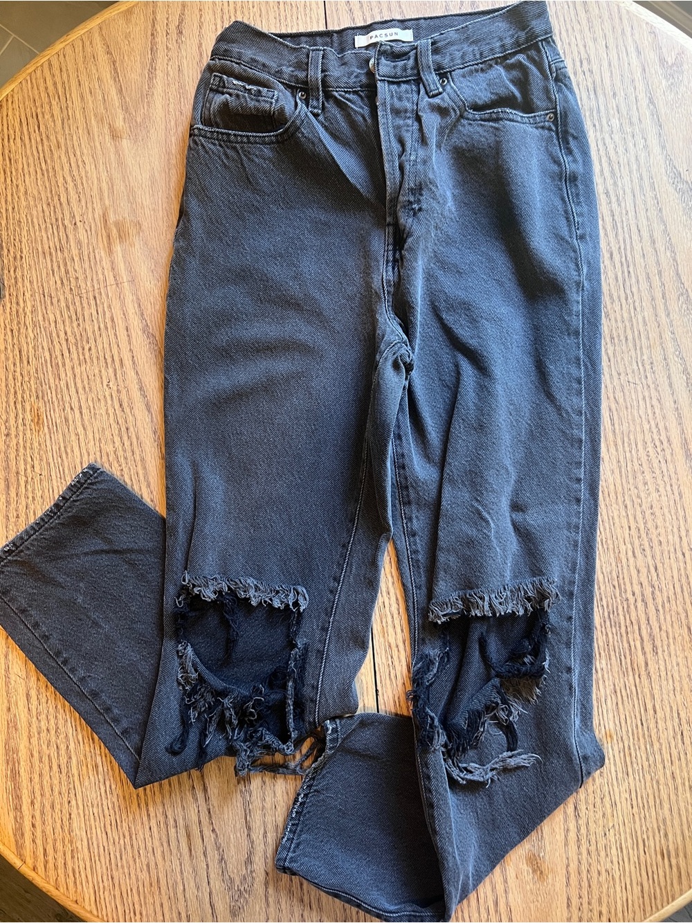PacSun Black Ripped High-Waist Dad Jeans